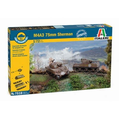 SHERMAN M4A3 75mm - FAST ASSEMBLY - 2 MODELS - 1/72 SCALE